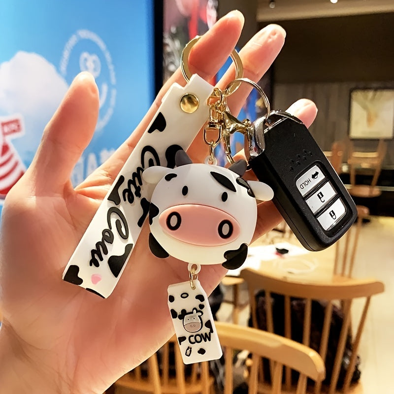 Cartoon Silicone Cows Car Keychain