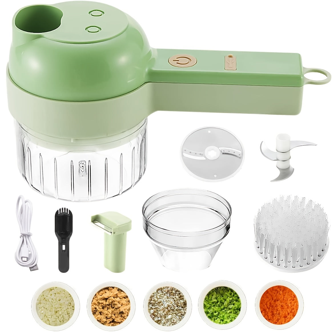 Vegetable Chopper - Handheld Electric Vegetable Chopper Electric Mini Food Processor with Brush