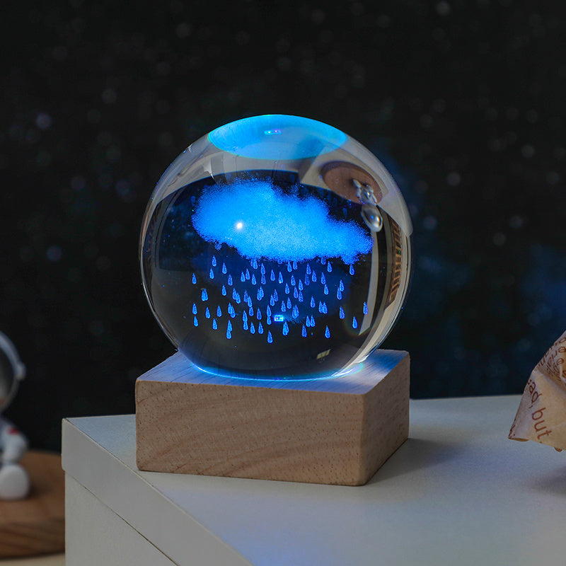 Cosmos Series Crystal Ball Night Lights, Milky Way, Moon, Desktop Bedroom Small Ornaments, Creative Birthday Gifts