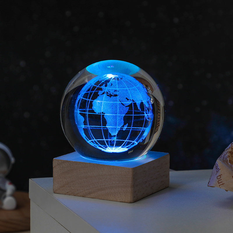 Cosmos Series Crystal Ball Night Lights, Milky Way, Moon, Desktop Bedroom Small Ornaments, Creative Birthday Gifts