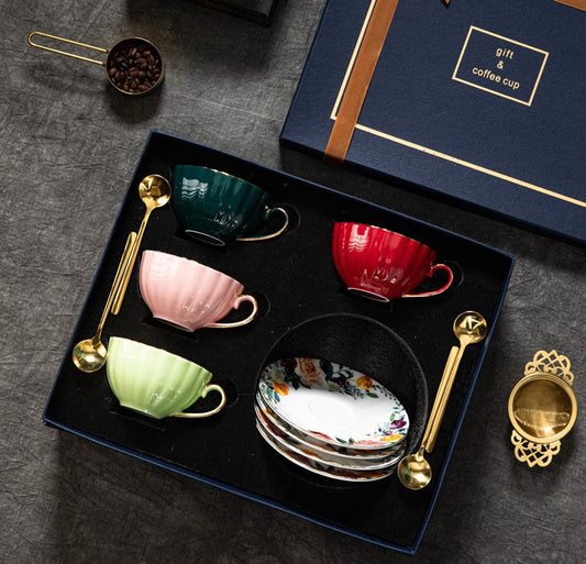 Beautiful British Tea Cups, Creative Bone China Porcelain Tea Cup Set, Elegant Ceramic Coffee Cups, Unique Tea Cups and Saucers in Gift Box