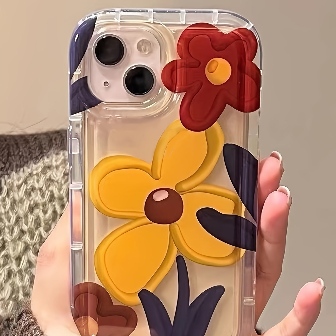 Transparent Phone Case With Flower Pattern