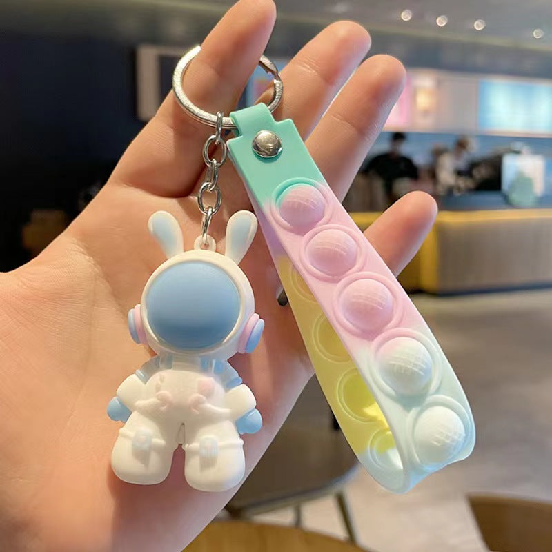 Multicolor 3D Soft Rubber Creative Space Rabbit Bunny Keychain