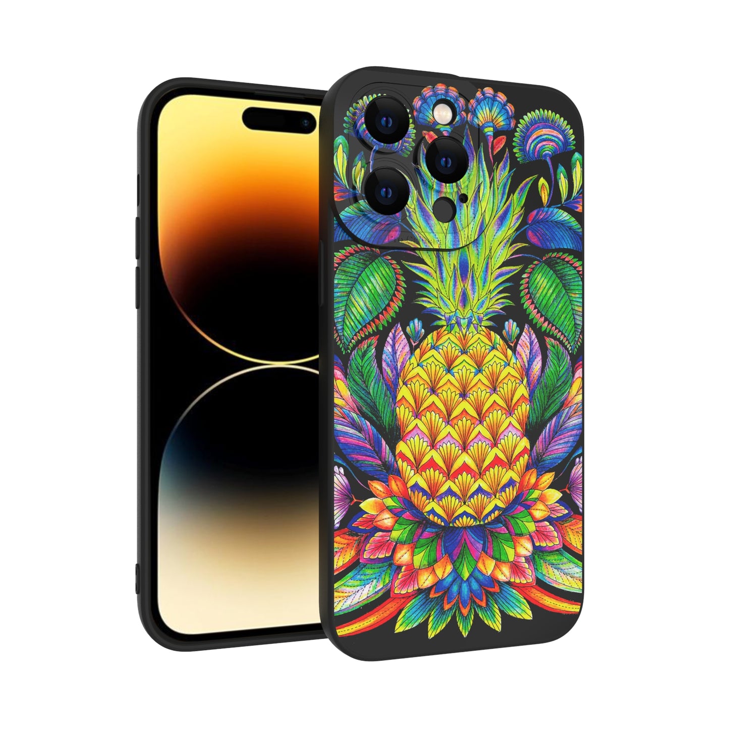 Fruit Pineapple Pattern Design Shockproof Slim Protective Cove Anti-Fall Sleeve Phone Case Camera Lens All Inclusive Protection Phone Soft Shell