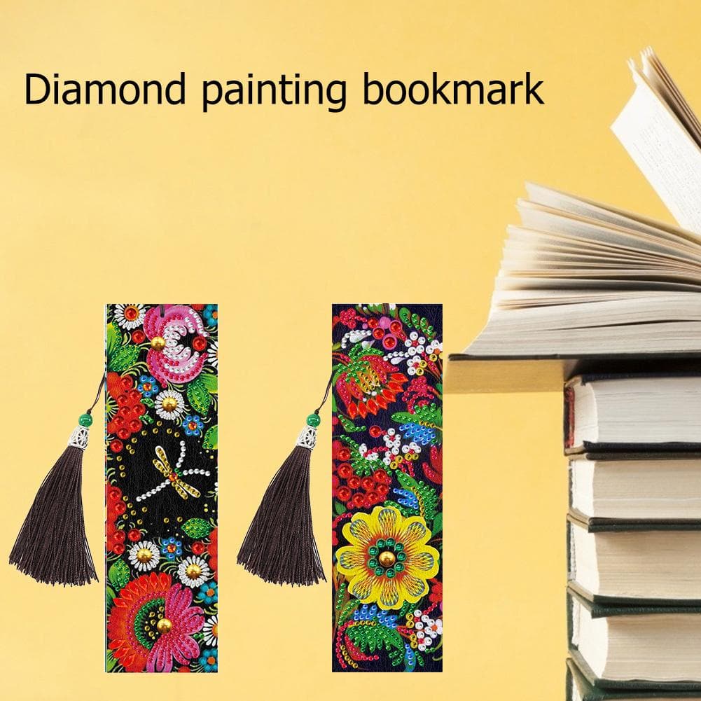 5D DIY Special Shaped Diamond Painting Leather Flower Tassel Art Book Marks ktclubs.com