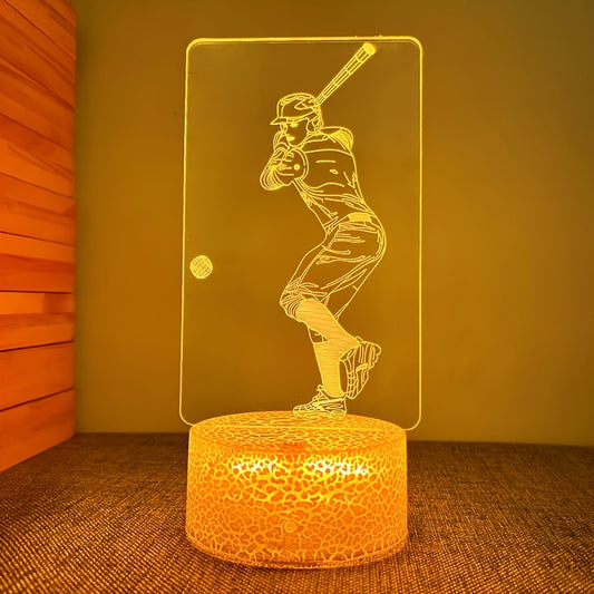 1pc Creative 3D Night Light, Baseball Sports, USB Atmosphere Desk Lamp With Touch Button, 7.71"x3.77"