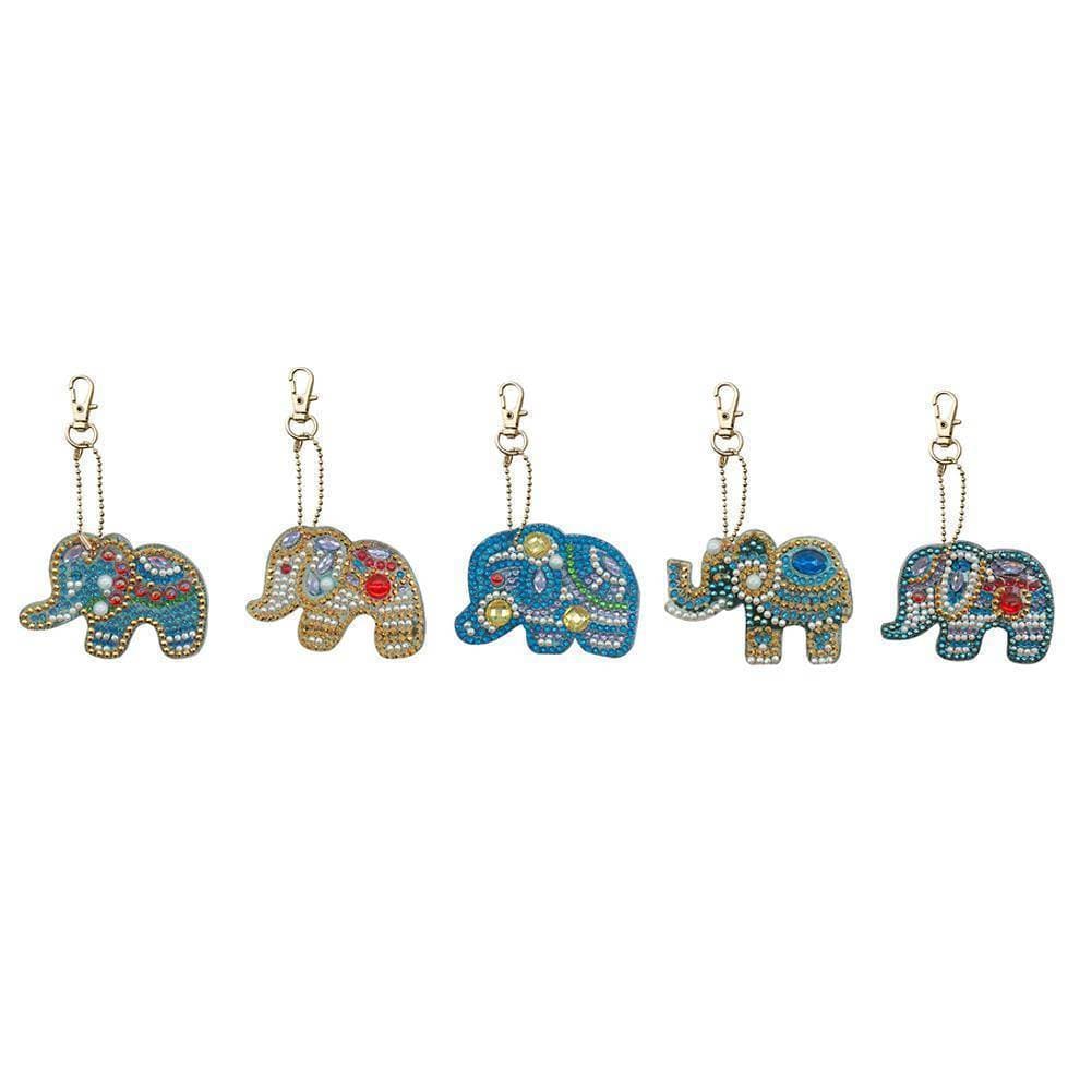 5pcs DIY Elephant Full Special Shaped Diamond Keychain ktclubs.com