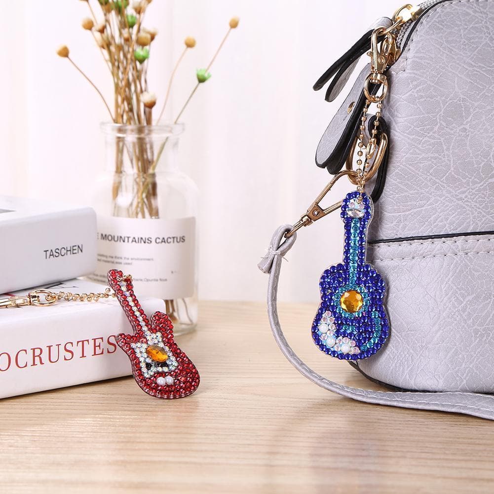 5pcs DIY Violin Full Drill Special Shaped Diamond Painting Keychains Gifts ktclubs.com