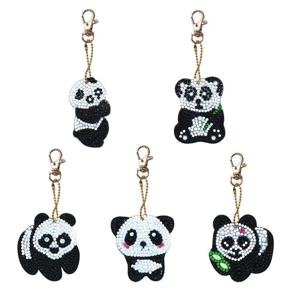 5pcs Panda Special Shape Full Drill DIY Diamond Keychain ktclubs.com