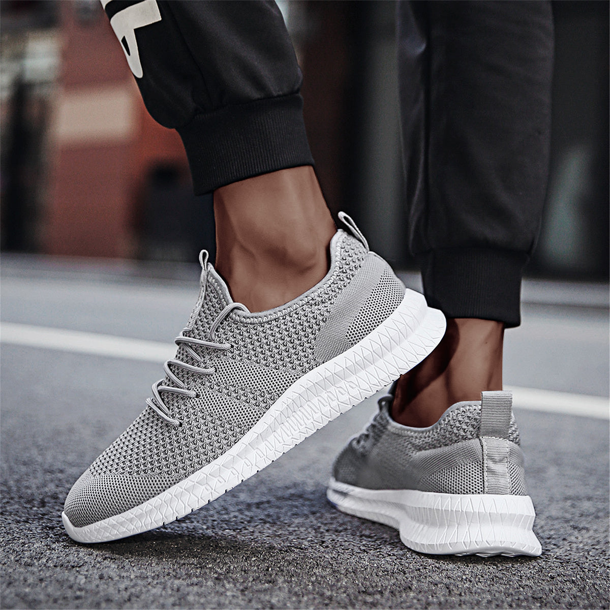 Men's Knit Breathable Comfortable Mesh Athletic Shoes For Running Tennis Walking
