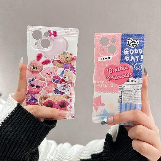The Pink Bear Splicing Series Mobile Phone Case Set Of Two