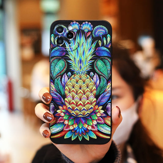 Fruit Pineapple Pattern Design Shockproof Slim Protective Cove Anti-Fall Sleeve Phone Case Camera Lens All Inclusive Protection Phone Soft Shell