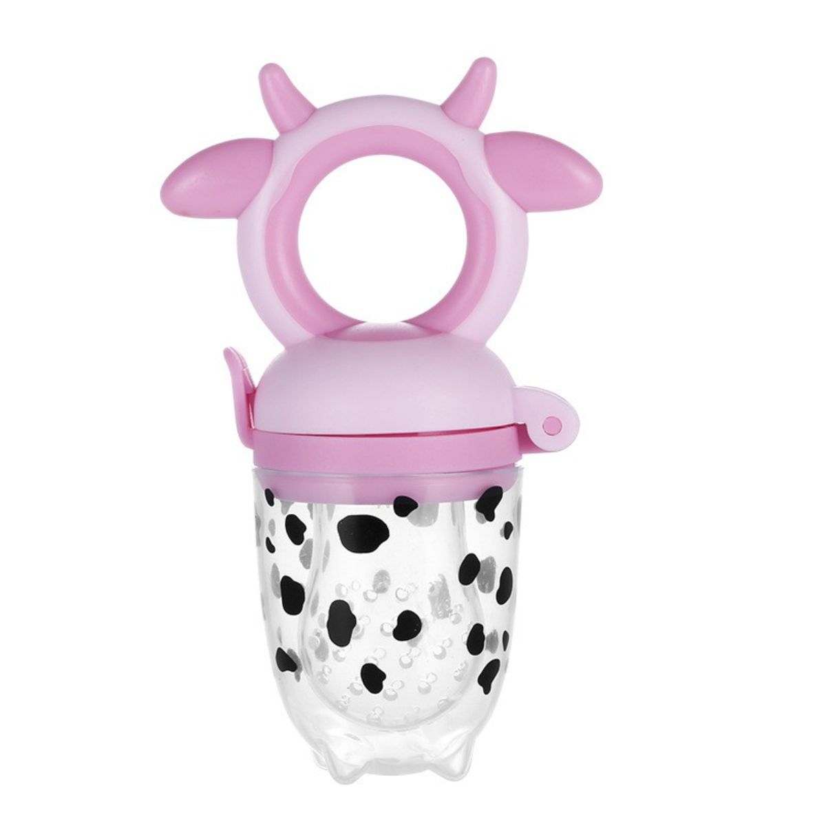 Baby Pink, Yellow, Blue Silicone Cow Pattern Self Food Feeder Pacifier