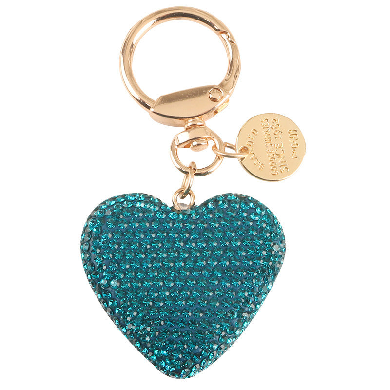 Love Heart Tassel Keychain Charms Crystal Rhinestone Keyrings Handbag Pendant Bag Decoration