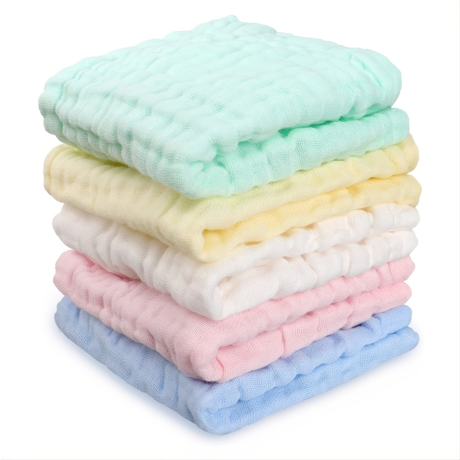 Baby Muslin Washcloths Natural Purified Muslin Cotton Baby Wipes 6 Layer Absorbent Soft Newborn Baby Face Towel For Sensitive Skin ,Baby Registry As Shower 5 Pack 11.8x11.8 Inches