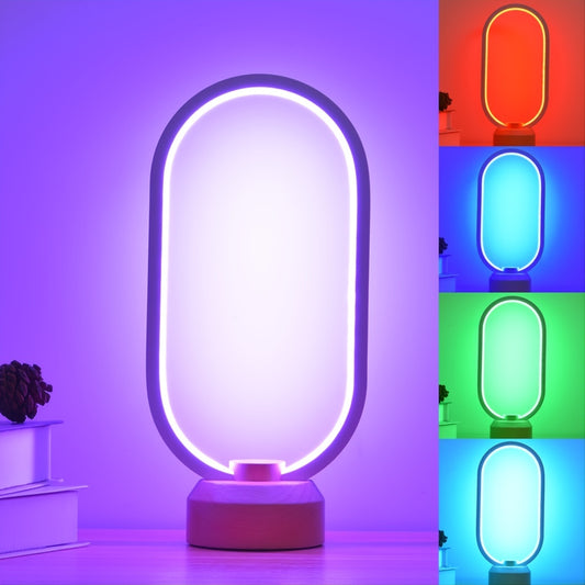Table lamp - RGB wooden 7 colour changing light natural beech