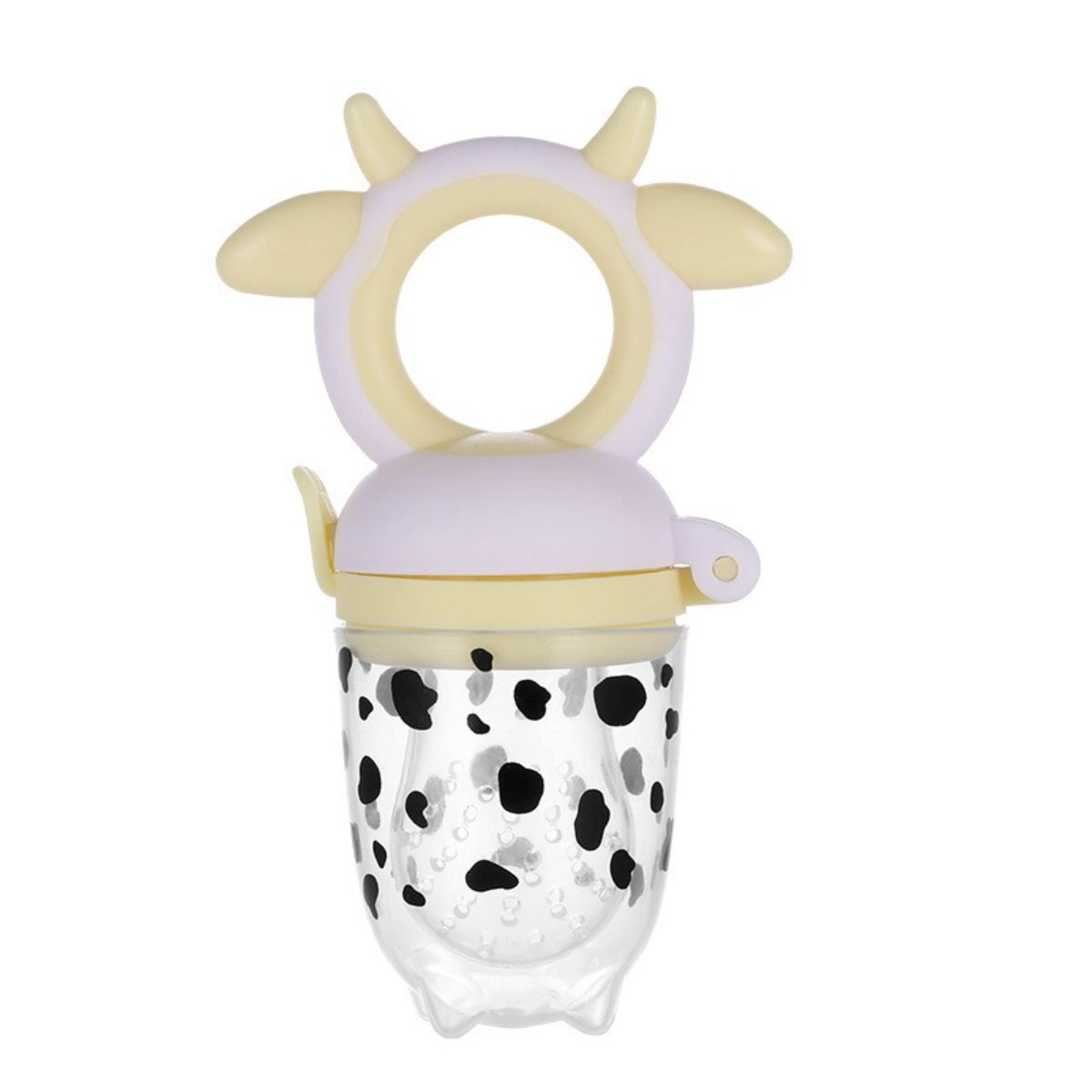 Baby Pink, Yellow, Blue Silicone Cow Pattern Self Food Feeder Pacifier