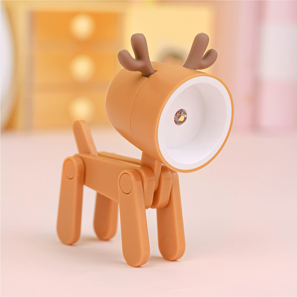 1pc Small Deer Desktop Decoration Night Light Table Lamp With 6 AG3 Button Coin Cell Batteries