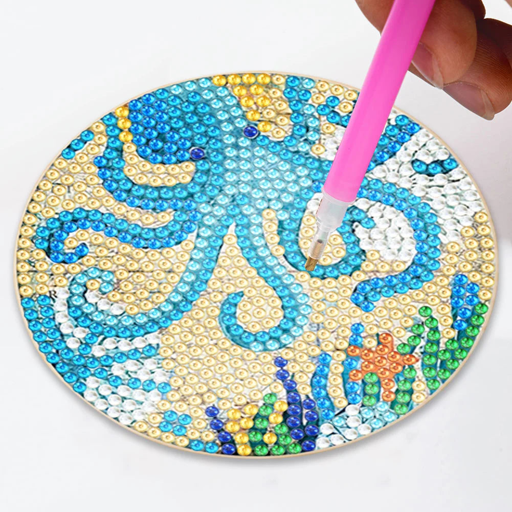 8 pieces of sea creatures DIY diamond painting coasters ktclubs.com