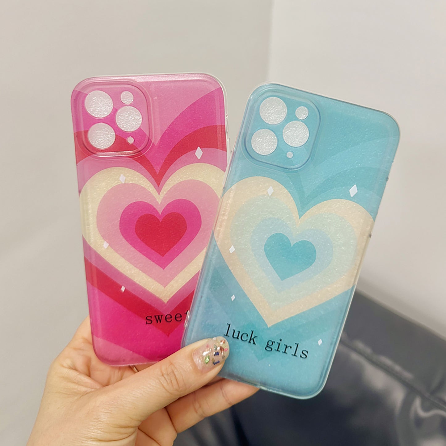 Blue And Pink Heart Pattern Phone Case