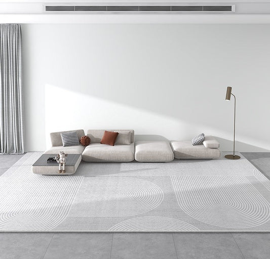 Bedroom Modern Rugs, Large Grey Geometric Floor Carpets, Abstract Modern Area Rugs under Dining Room Table, Modern Living Room Area Rugs