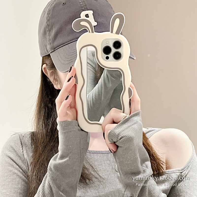 Cute Rabbit Ear Mirror Silicone Phone Case