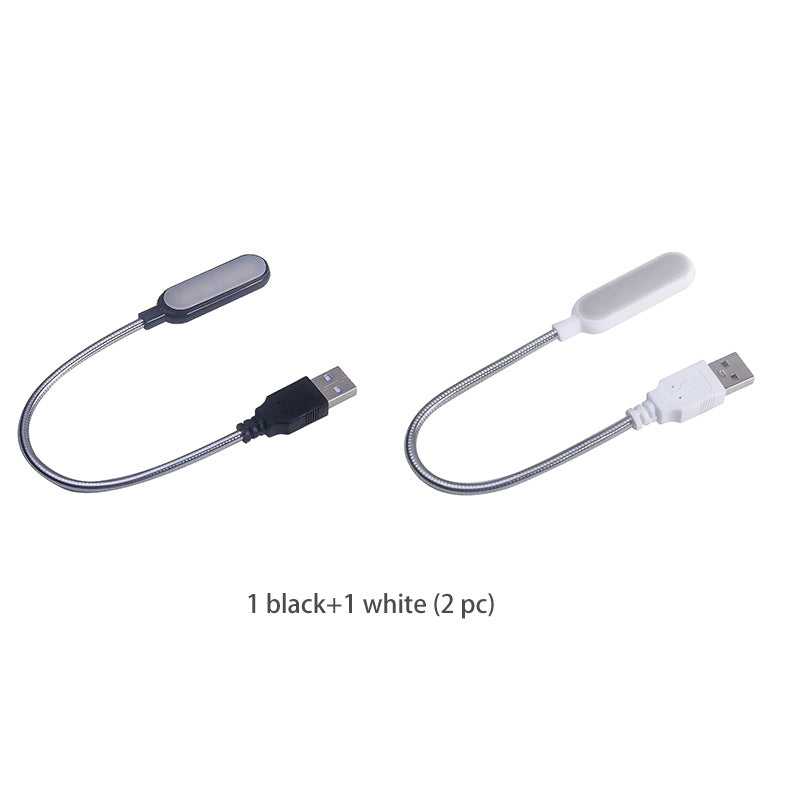 1pc/2pcs Portable Flexible USB LED Reading Light For Laptop, Keyboard, Power Bank, 6 LED Beads, Flexible Adjustable Full Angle Tube (Black And White)