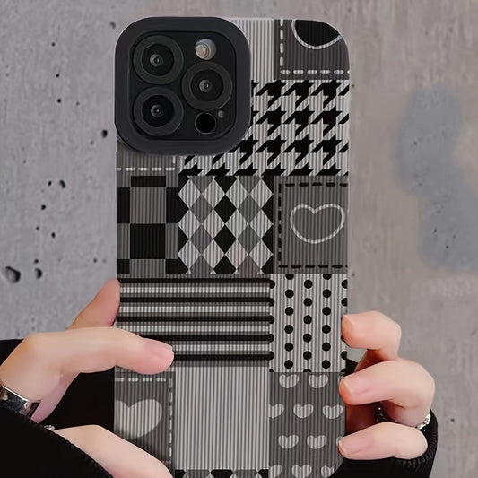 1pc Phone Case With Geometric Patterns, Phone Case