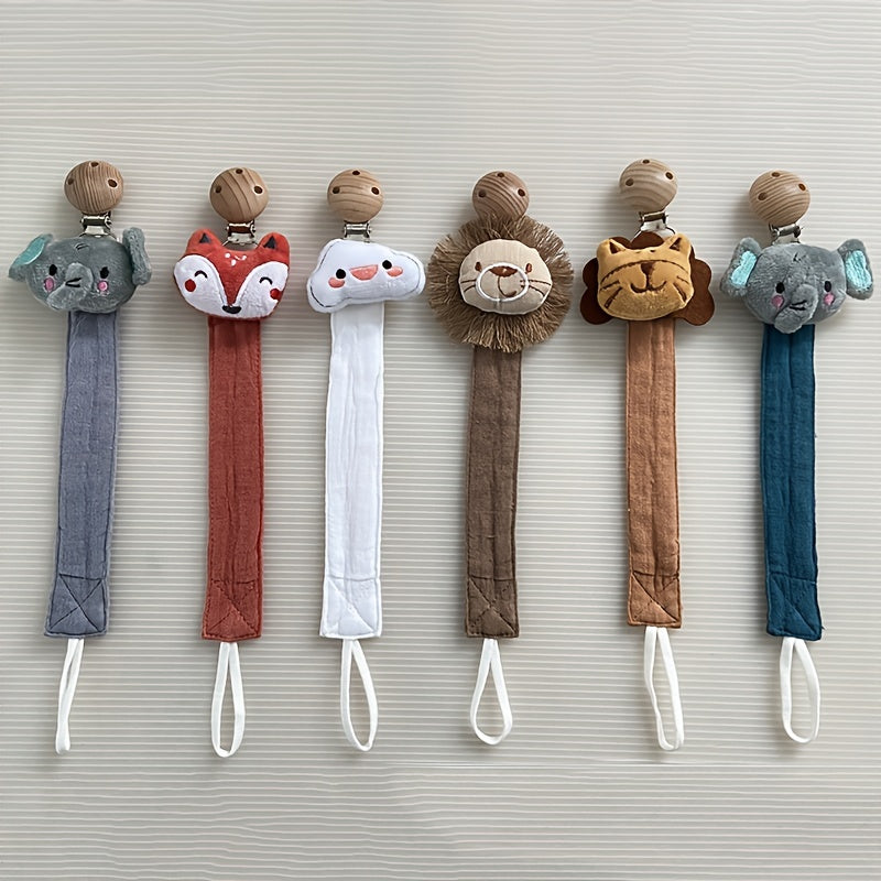 Plush Elephant Pacifier Holder, Handmade Wooden Clip Baby Teething Toy, Cotton Fabric Pacifier Holder, Ideal Baby Gift Pacifier Clip With Cartoon Toy For Boy Girl