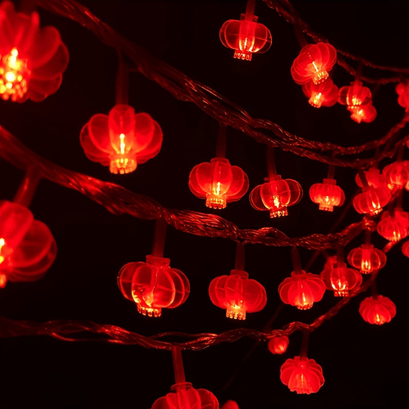 1pc LED Red Lantern String Lights, Chinese Knot Hanging Lights, Chinese New Year Decorative Lights, Festive Lights, 4.9ft/1.5m 10 Lights