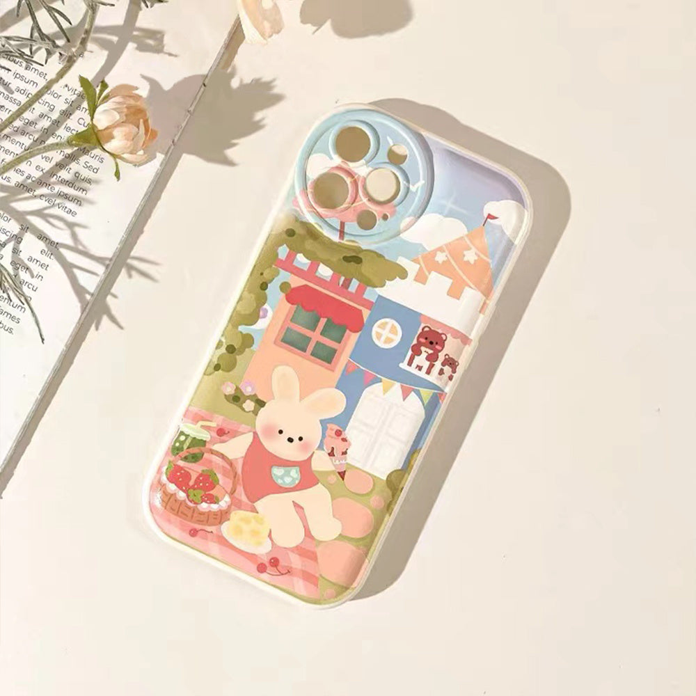 Cute Colored Rabbit Play House Mobile Phone Case