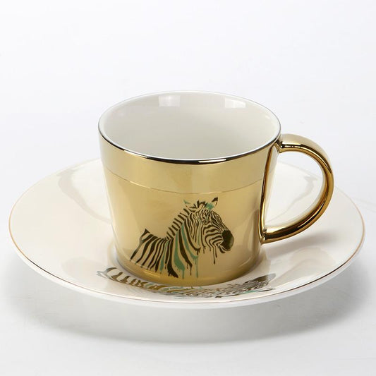 Large Coffee Cups, Tea Cup, Ceramic Coffee Cup, Golden Coffee Cup, Silver Coffee Mug, Coffee Cup and Saucer Set