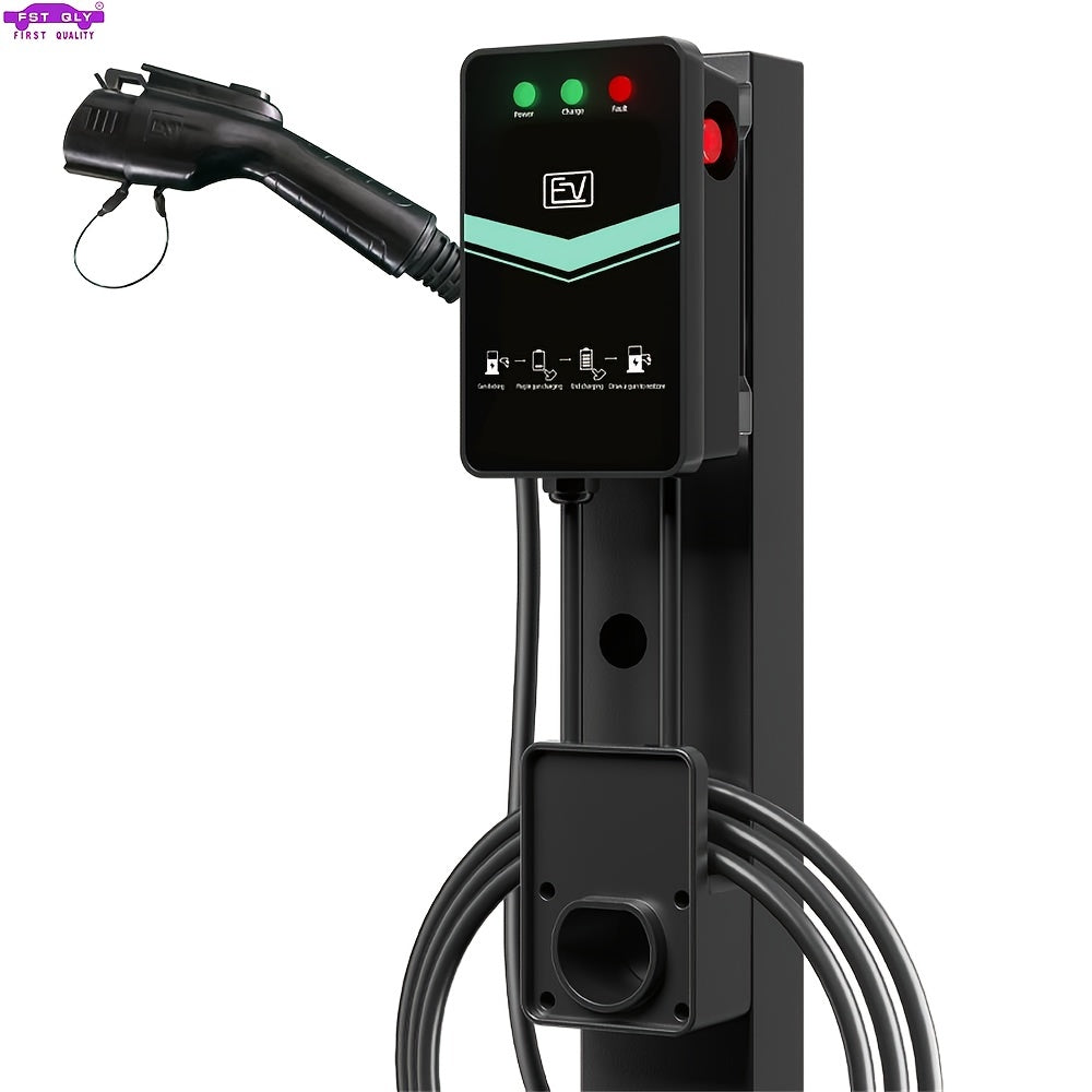 Home Smart Electric Vehicle (EV) Charger, 32A Indoor/Outdoor Car Charging Post, Plug And Play, With 16.4 Ft. Cable