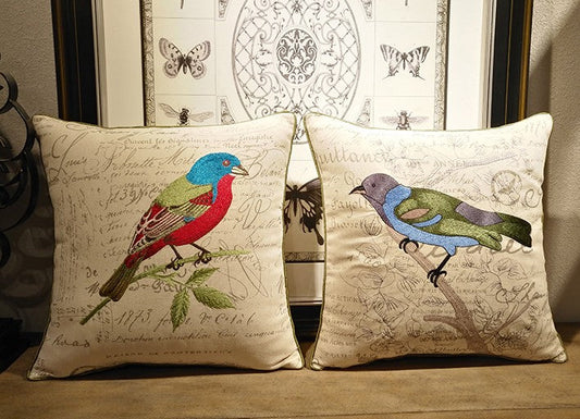 Decorative Throw Pillows, Bird Throw Pillows, Pillows for Farmhouse, Sofa Throw Pillows, Embroidery Throw Pillows, Rustic Pillows for Couch