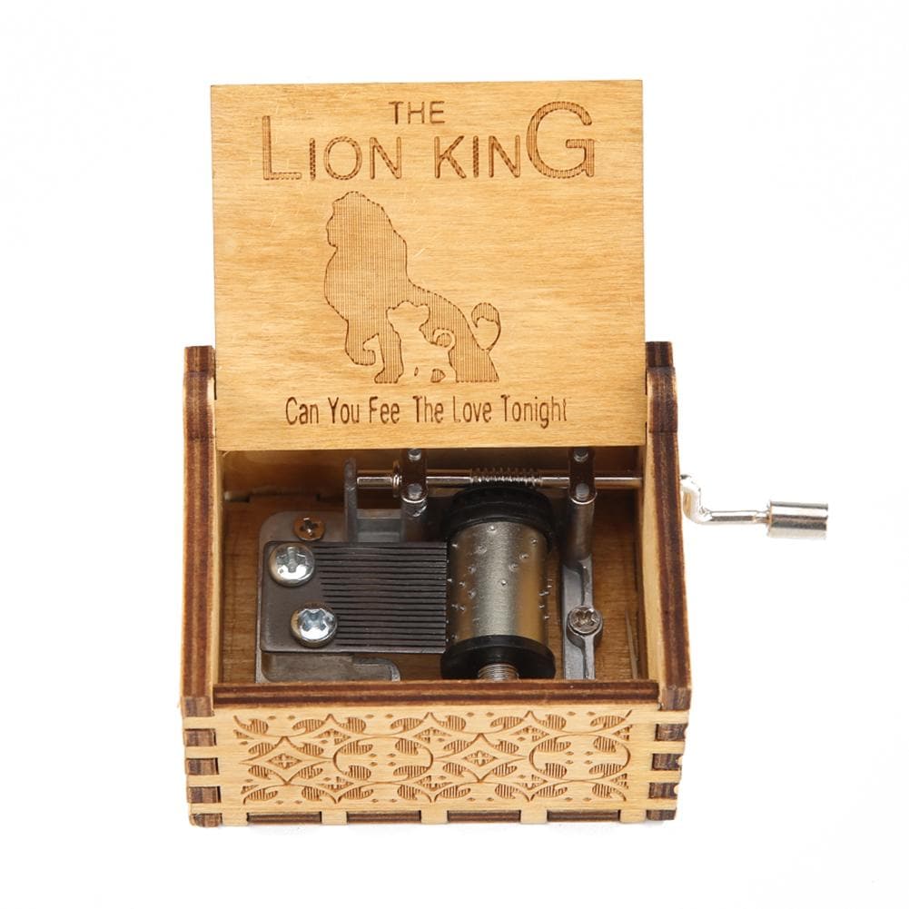 Antique Carved Lion King Music Box Hand Crank Wooden Musical Christmas Gift ktclubs.com