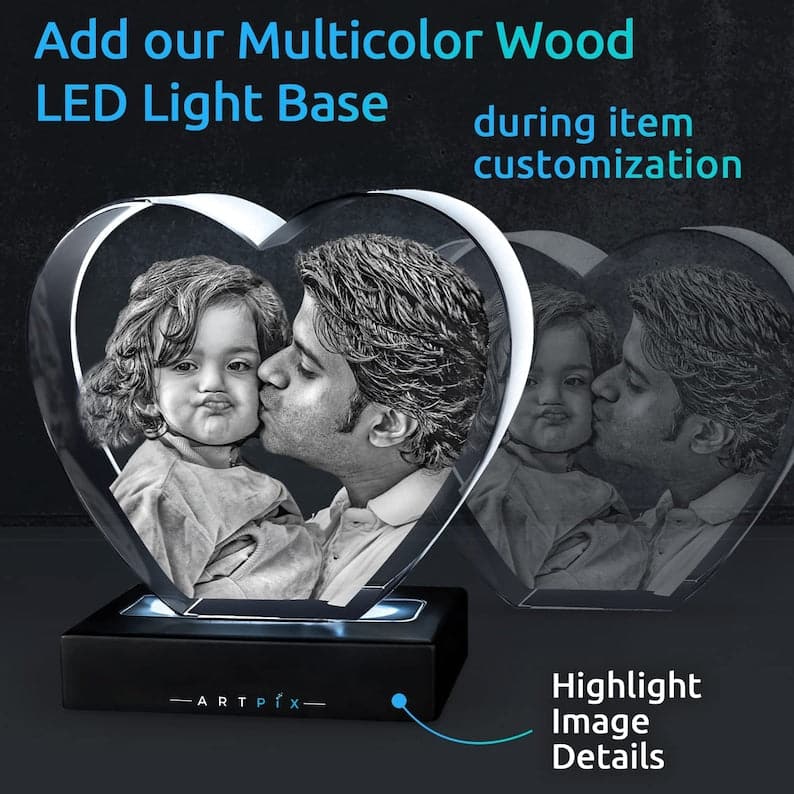 ArtPix 3D Crystal Photo, Personalized Mothers Day Gifts for Mom, Dad, Men, Women, Customized Laser Etched Picture, Engraved Heart Crystal ktclubs.com