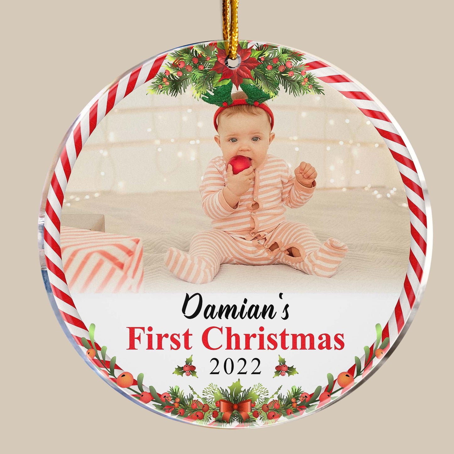 Baby Christmas - Personalized Circle Acrylic Ornament - Christmas Gift For Newborn Baby, New Baby, Baby Boy, Baby Girl