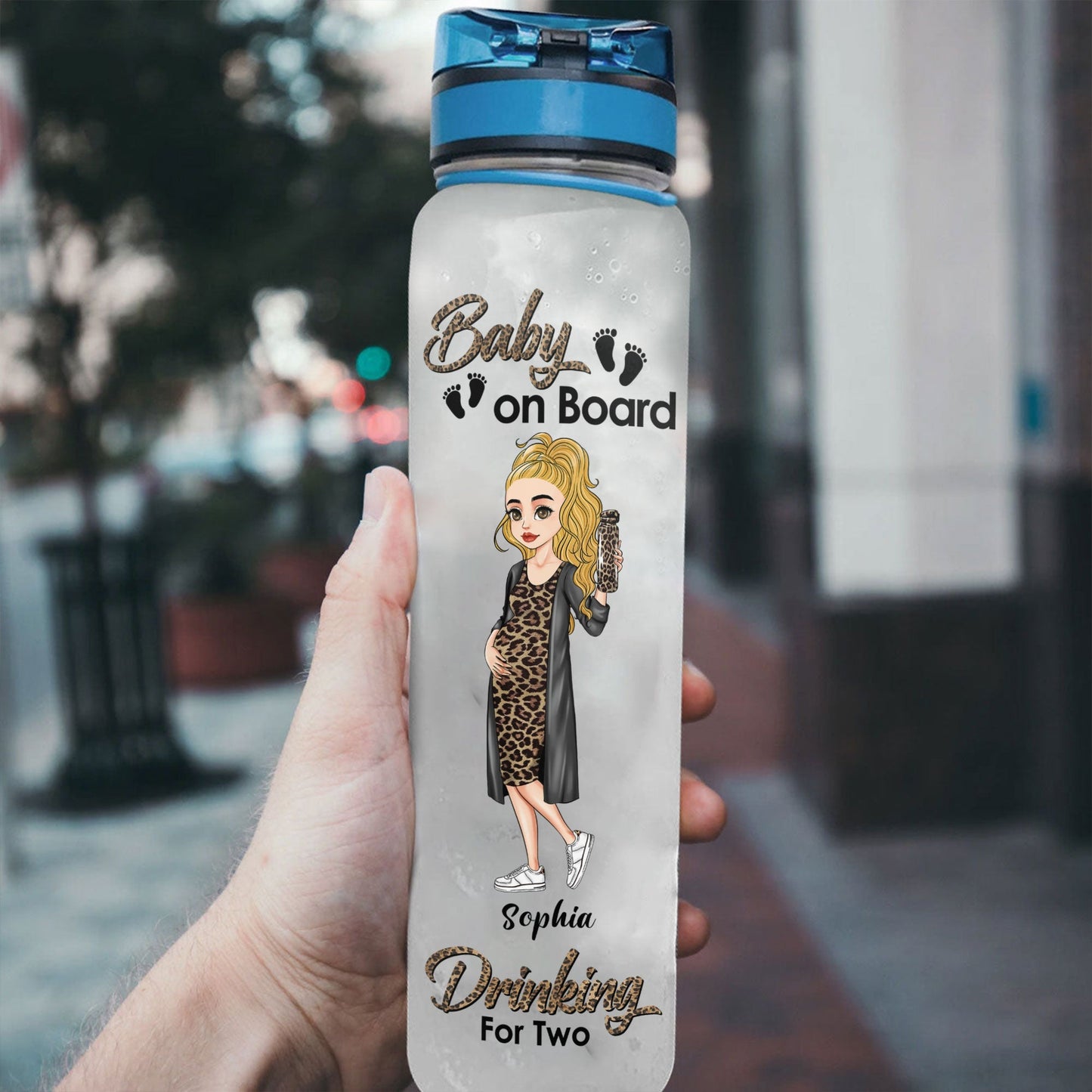 Baby On Board Drink For Two - Personalized Water Tracker Bottle - Mother's Day Gift For Pregnant Mom, Mother