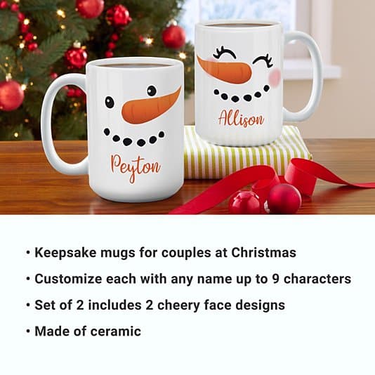 Cheery Couple Snowman Mug Set ktclubs.com