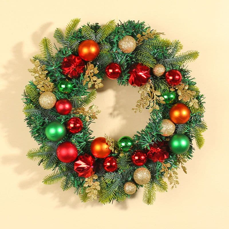 Christmas Balls wreath Door Hanging Christmas Plating Balls Decorative Rattan Rings Window Festive Decoration Supplies ktclubs.com