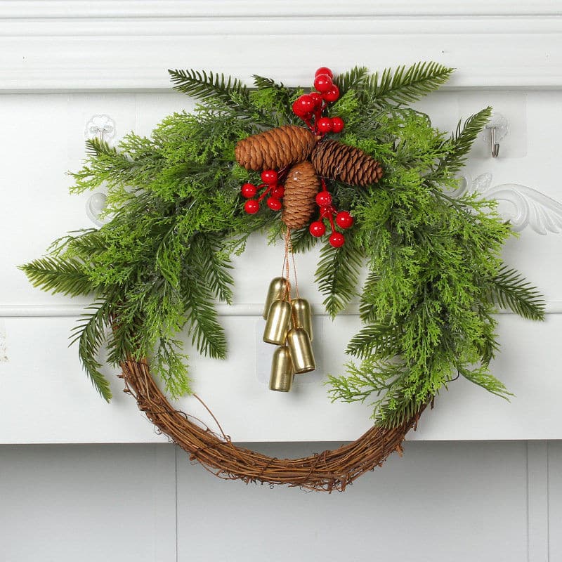 Christmas Wreath Farmhouse Bohemian Wreath Bell Wreath Door Hanging ktclubs.com