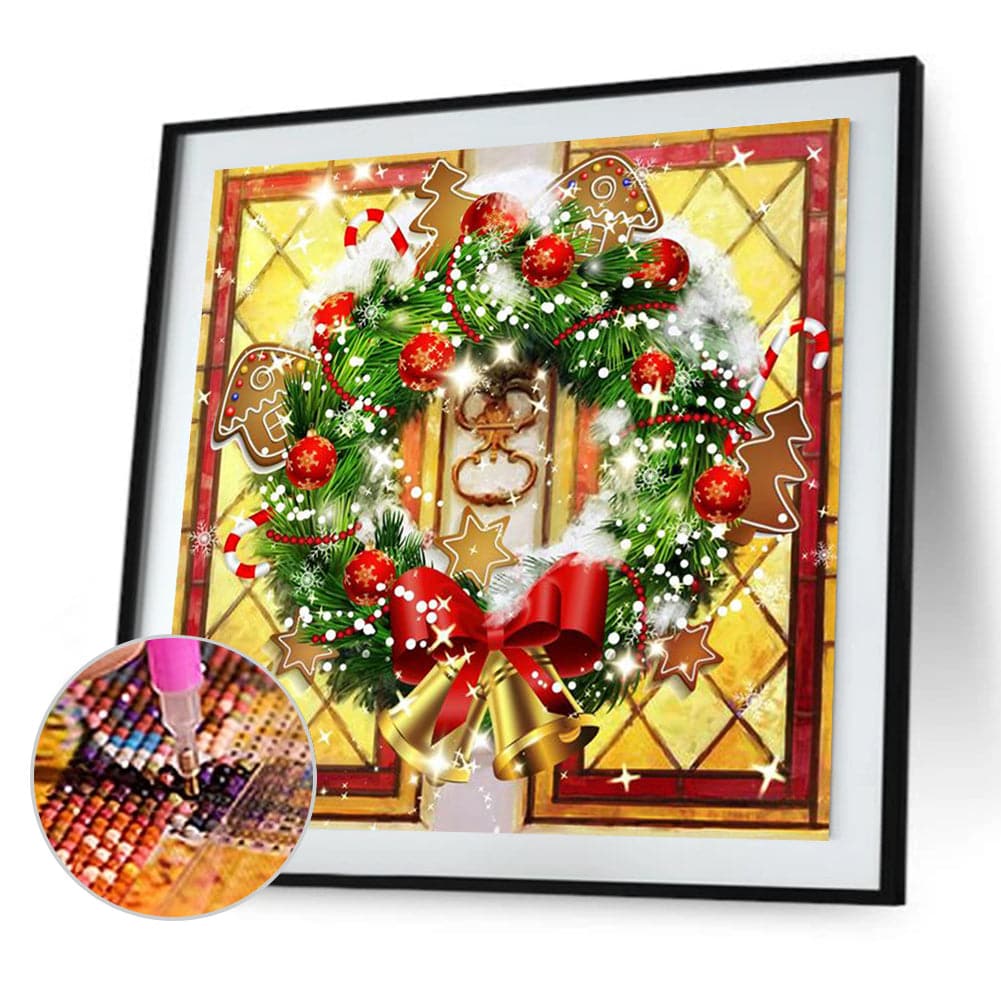Christmas Wreath-Full Round Diamond Painting  30*30CM ktclubs.com
