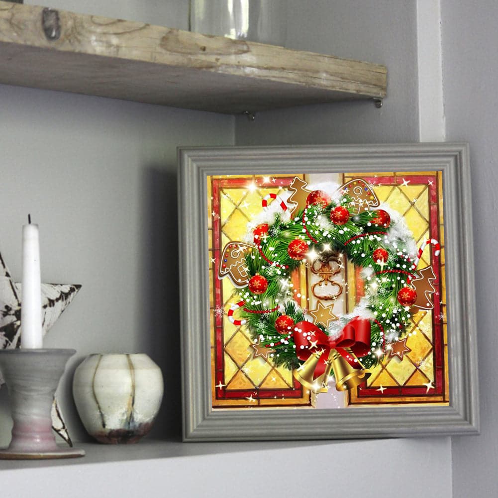 Christmas Wreath-Full Round Diamond Painting  30*30CM ktclubs.com