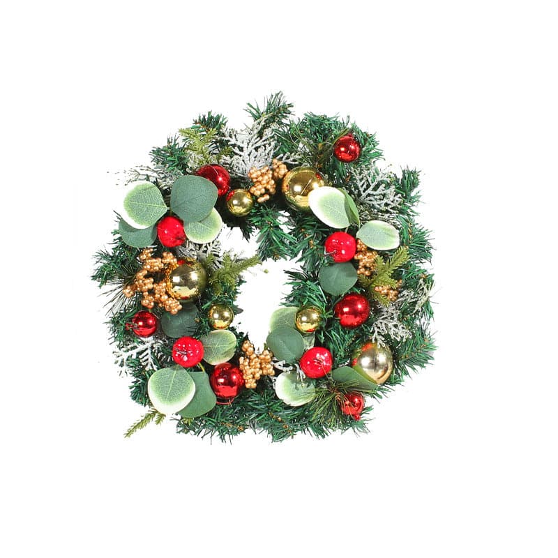Christmas ball wreath wall decoration simulation red apple string wreath simulation pine needles door hanging props ktclubs.com