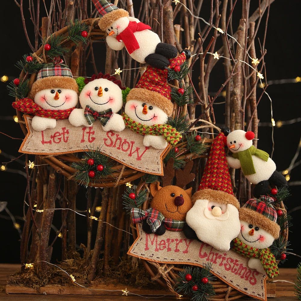 Christmas decoration supplies old man snowman moose rattan ring hanging small work rattan garland hanging ornament ktclubs.com