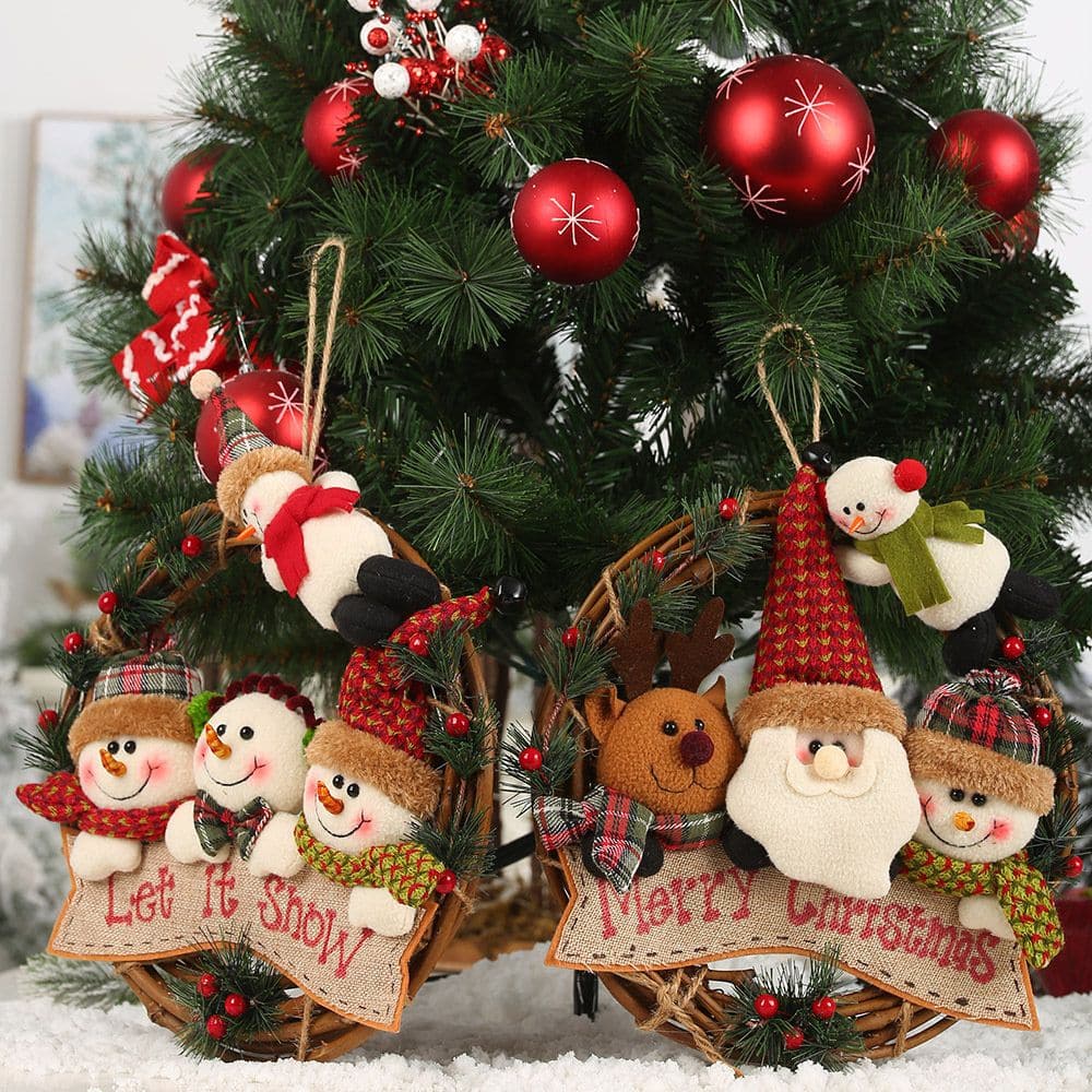 Christmas decoration supplies old man snowman moose rattan ring hanging small work rattan garland hanging ornament ktclubs.com