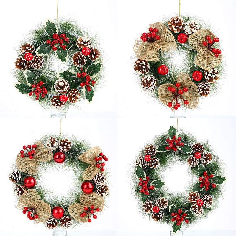 Christmas decorations Pine cone wreath red ball decorative wreath door ...