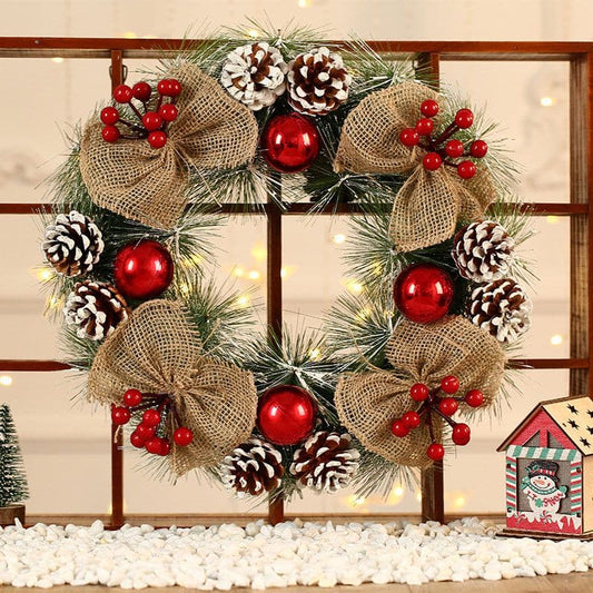 Christmas decorations Pine cone wreath red ball decorative wreath door upscale pine needle wreath wreath ornament ktclubs.com