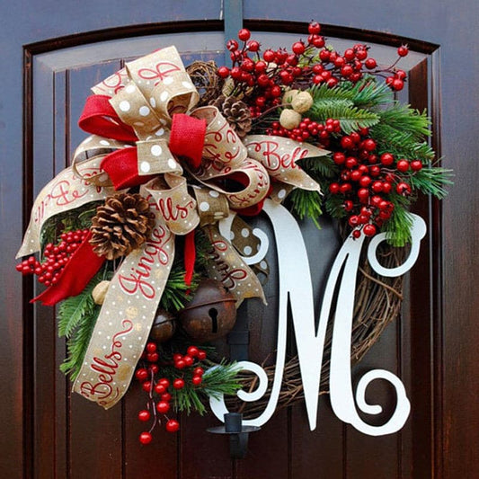 Christmas letter wreath American Christmas door hanging simulation red fruit wreath rattan circle decoration ktclubs.com