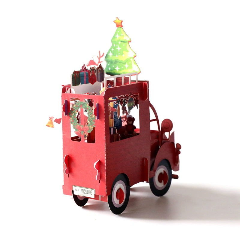 Christmas three-dimensional hollow flower car models-Recordable stereo greeting card ktclubs.com